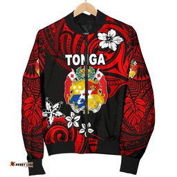 Mate Ma'a Tonga Rugby Women's Bomber Jacket Polynesian Unique Vibes - Red