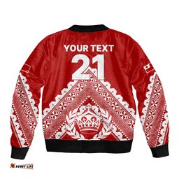 Custom Tonga Rugby Bomber Jacket Proud Tongan Ngatu Kupesi World Cup 2023 No1