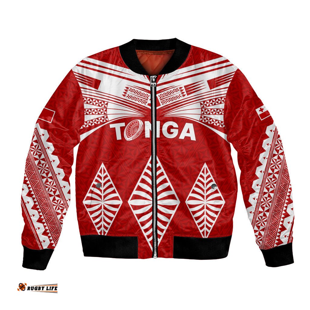 Custom Tonga Rugby Bomber Jacket Proud Tongan Ngatu Kupesi World Cup 2023 No1