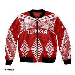 Custom Tonga Rugby Bomber Jacket Proud Tongan Ngatu Kupesi World Cup 2023 No1