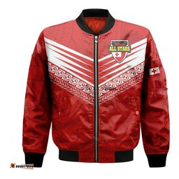 Custom Personalised Tonga Rugby Tongan Kupesi Ngatu Design Bomber Jacket