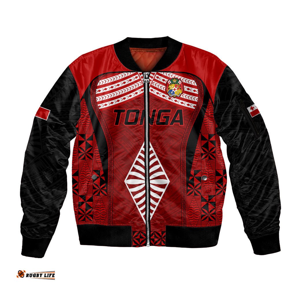 Custom Tonga Rugby Sleeve Zip Bomber Jacket Go Champions World Cup 2023 Ngatu Unique
