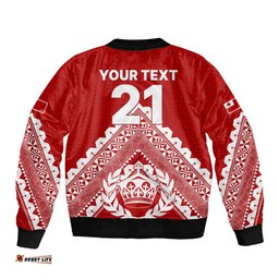 Custom Tonga Rugby Sleeve Zip Bomber Jacket Proud Tongan Ngatu Kupesi World Cup 2023 No1