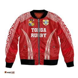Custom Tonga Pacific Rugby 2024 Bomber Jacket Ngatu Tribal Pattern