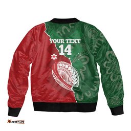Custom Tonga And Australia Rugby Sleeve Zip Bomber Jacket Mate Maa Tongan Ngatu Mix Kangaroos Aboriginal