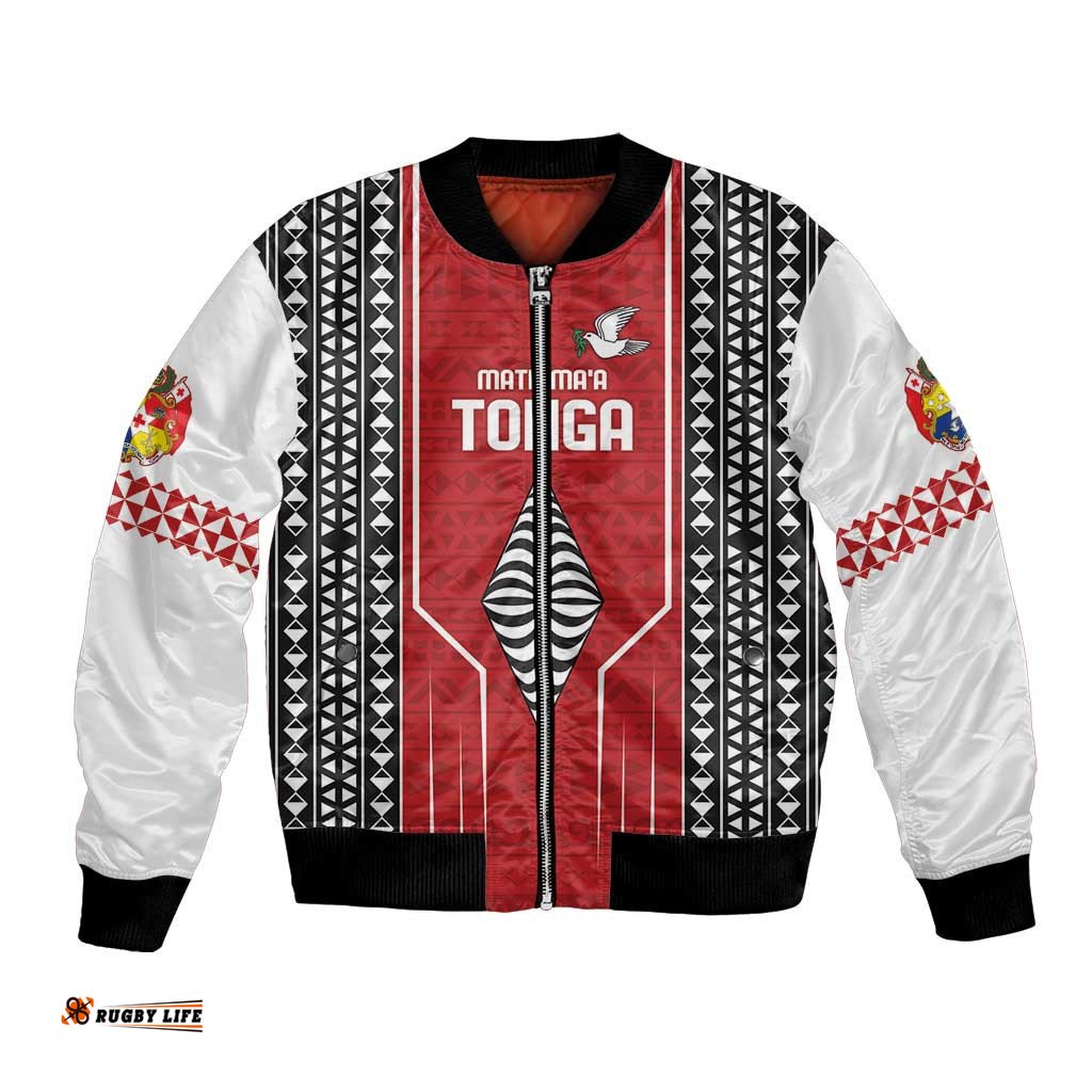 Custom Tonga Rugby Bomber Jacket Mate Maa Kupesi Style