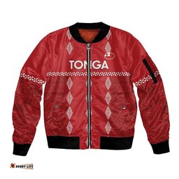 Custom Tonga Rugby 2024 Sleeve Zip Bomber Jacket Go Champions Ikale Tahi Ngatu Pattern