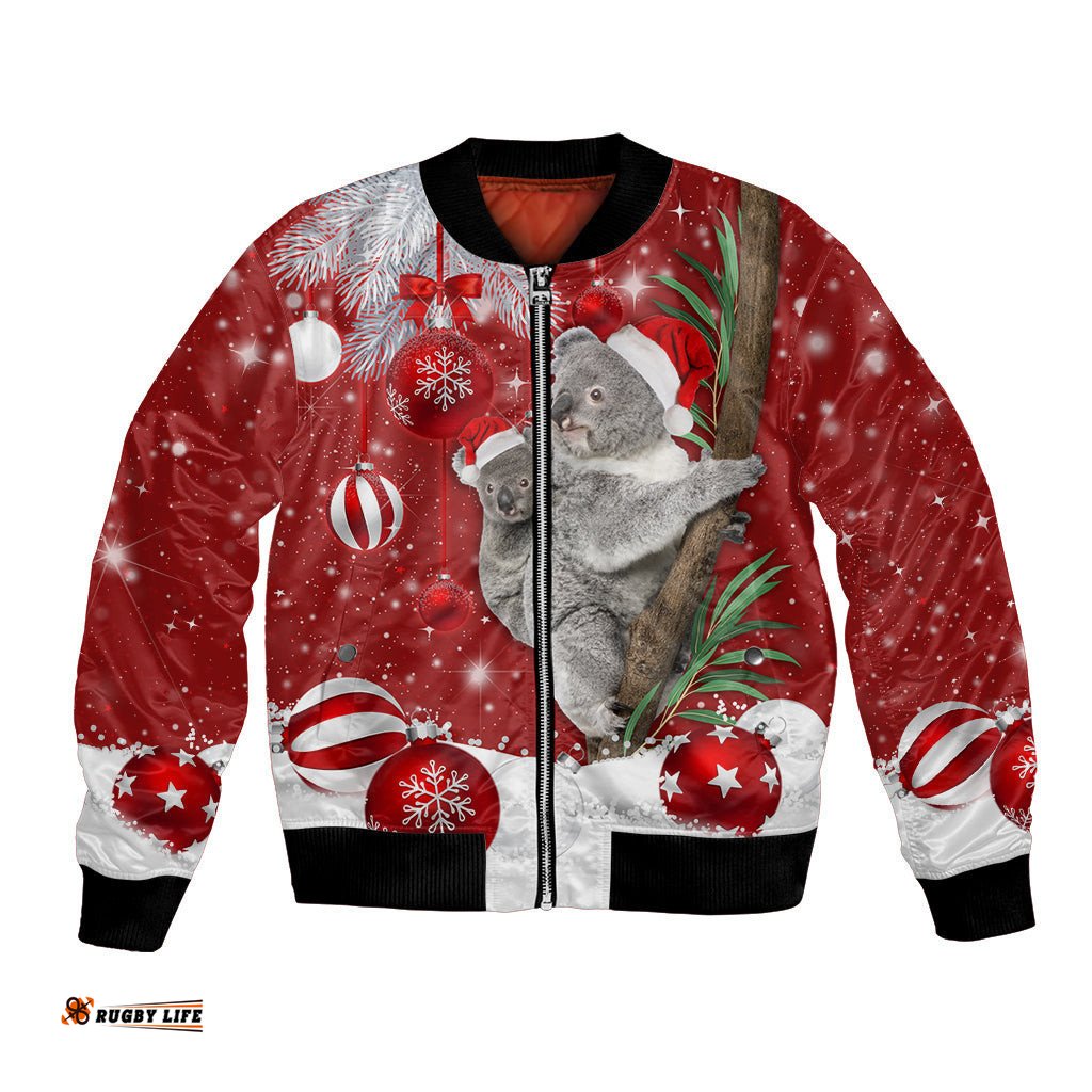 Australia Christmas Bomber Jacket Santa Koala Ver02