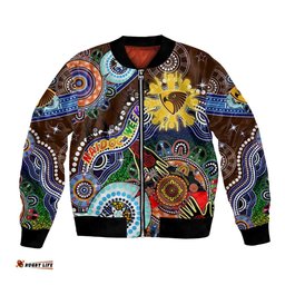 Custom NAIDOC Week 2024 Hawthorn Hawks Bomber Jacket Australia Aboriginal Dot Painting