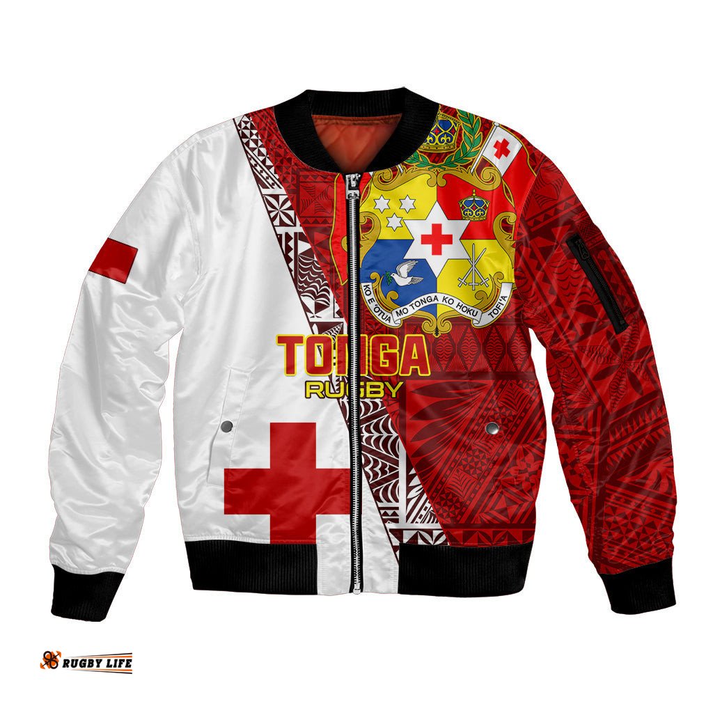Tonga Rugby Sleeve Zip Bomber Jacket Tongan Go 2023 World Cup