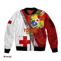 Tonga Rugby Sleeve Zip Bomber Jacket Tongan Go 2023 World Cup