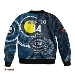 Custom AFL Carlton NAIDOC Week Bomber Jacket Keep The Fire Burning Indigenous Art