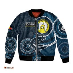 Custom AFL Carlton NAIDOC Week Bomber Jacket Keep The Fire Burning Indigenous Art