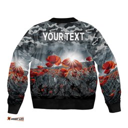 Custom Personalised Anzac Day Bomber Jacket Soldier Poppy Vibe