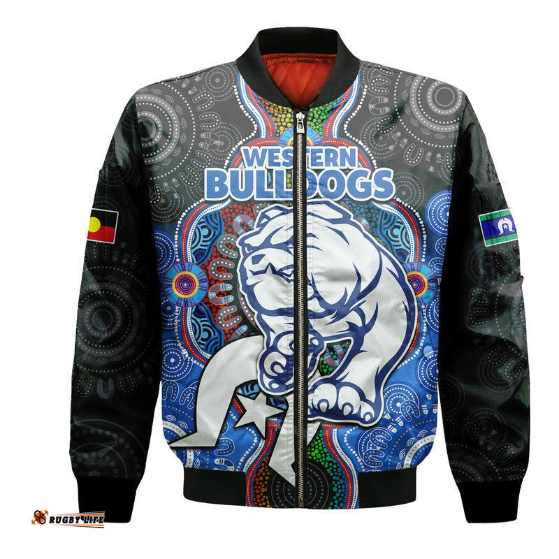 Custom Personalised Western Bulldogs Football NAIDOC Week Bomber Jacket Indigenous