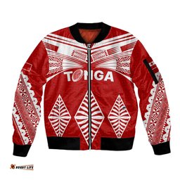 Tonga Rugby Sleeve Zip Bomber Jacket Proud Tongan Ngatu Kupesi World Cup 2023 No1
