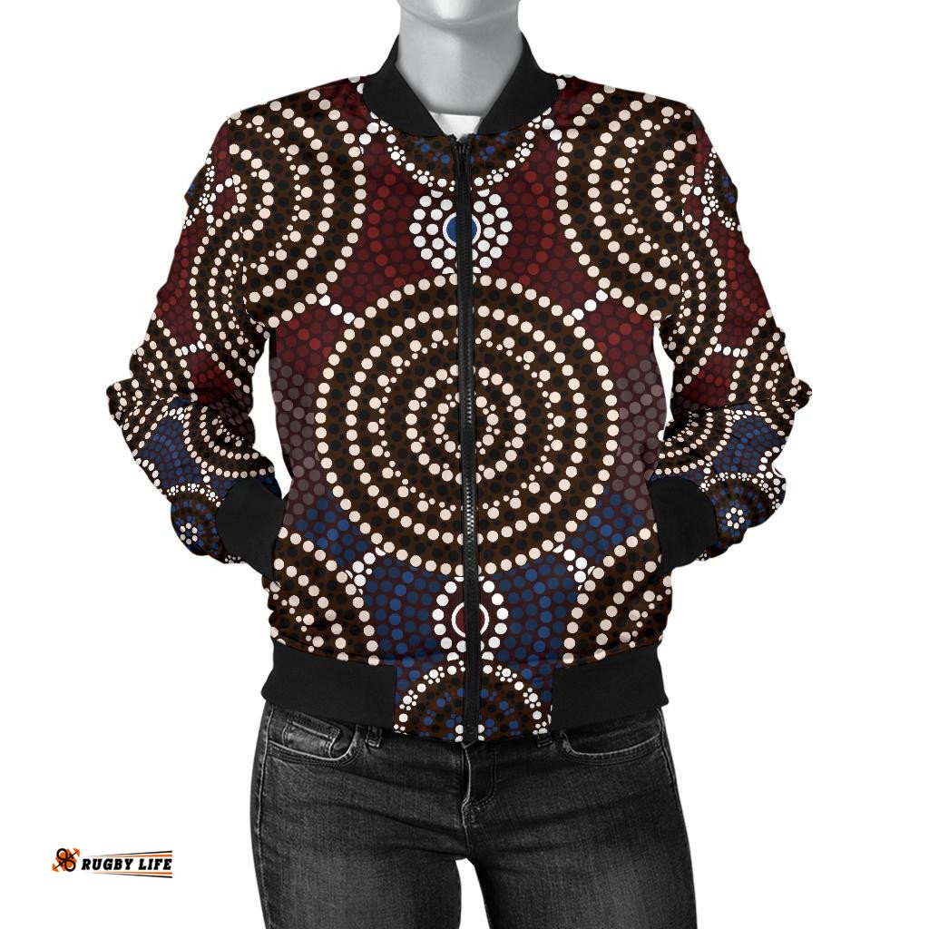 Bomber Jacket - Aboriginal Dot Painting Jacket Ver08 - Women