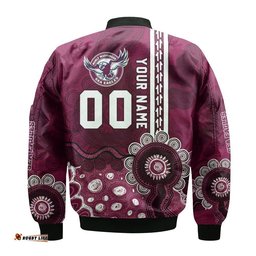 Manly Warringah Sea Eagles Aboriginal Bomber Jacket Rugby Indigenous Kangaroo Tracks - NRL