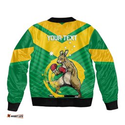Personalised Australia Boxing Kangaroo Bomber Jacket Aussie Pride National Color