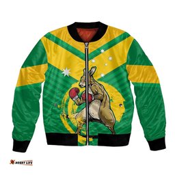 Personalised Australia Boxing Kangaroo Bomber Jacket Aussie Pride National Color