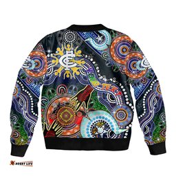 Custom NAIDOC Week 2024 Carlton Blues Bomber Jacket Australia Aboriginal Dot Painting