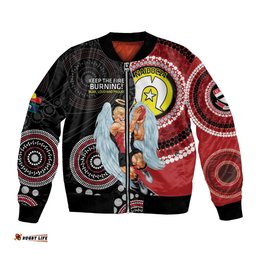 Custom AFL St Kilda NAIDOC Week Bomber Jacket Keep The Fire Burning Indigenous Art