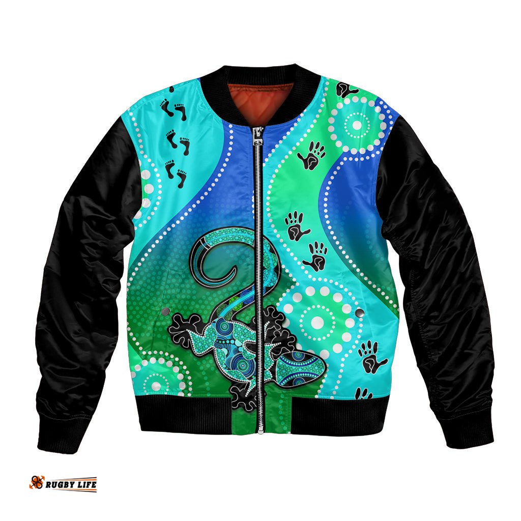 Personalised Australia Lizard Bomber Jacket Aboriginal Tribal Art Stylization