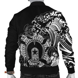Custom Aboriginal Men's Bomber Jacket, Torres Strait Islands in Wave Black