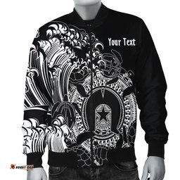 Custom Aboriginal Men's Bomber Jacket, Torres Strait Islands in Wave Black