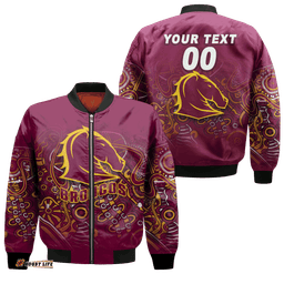 Custom Personalised Brisbane Broncos Rugby Indigenous Bomber Jacket