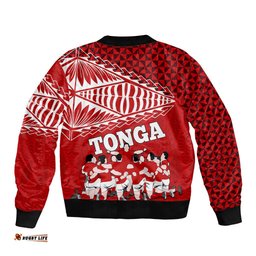 Tonga Rugby Bomber Jacket Sipi Tau Dance Ngatu Pattern