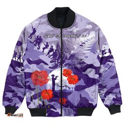 Custom New Zealand Anzac Fern And Camouflage Bomber Jacket