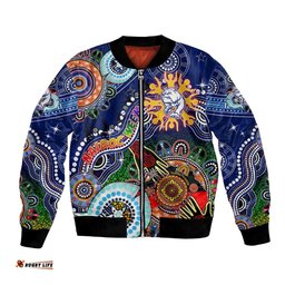 Custom NAIDOC Week 2024 Western Bulldogs Bomber Jacket Australia Aboriginal Dot Painting