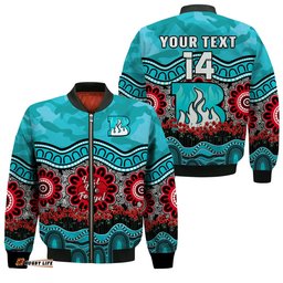 Custom Text And Number Brisbane Heat Cricket ANZAC Bomber Jacket Poppy Aboriginal Camouflage