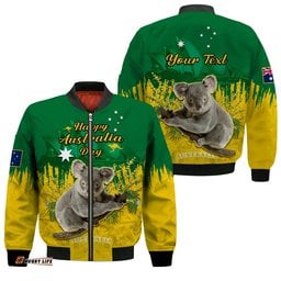 Custom Personalised Australia Day Bomber Jacket Koala Sydney Opera House National Color