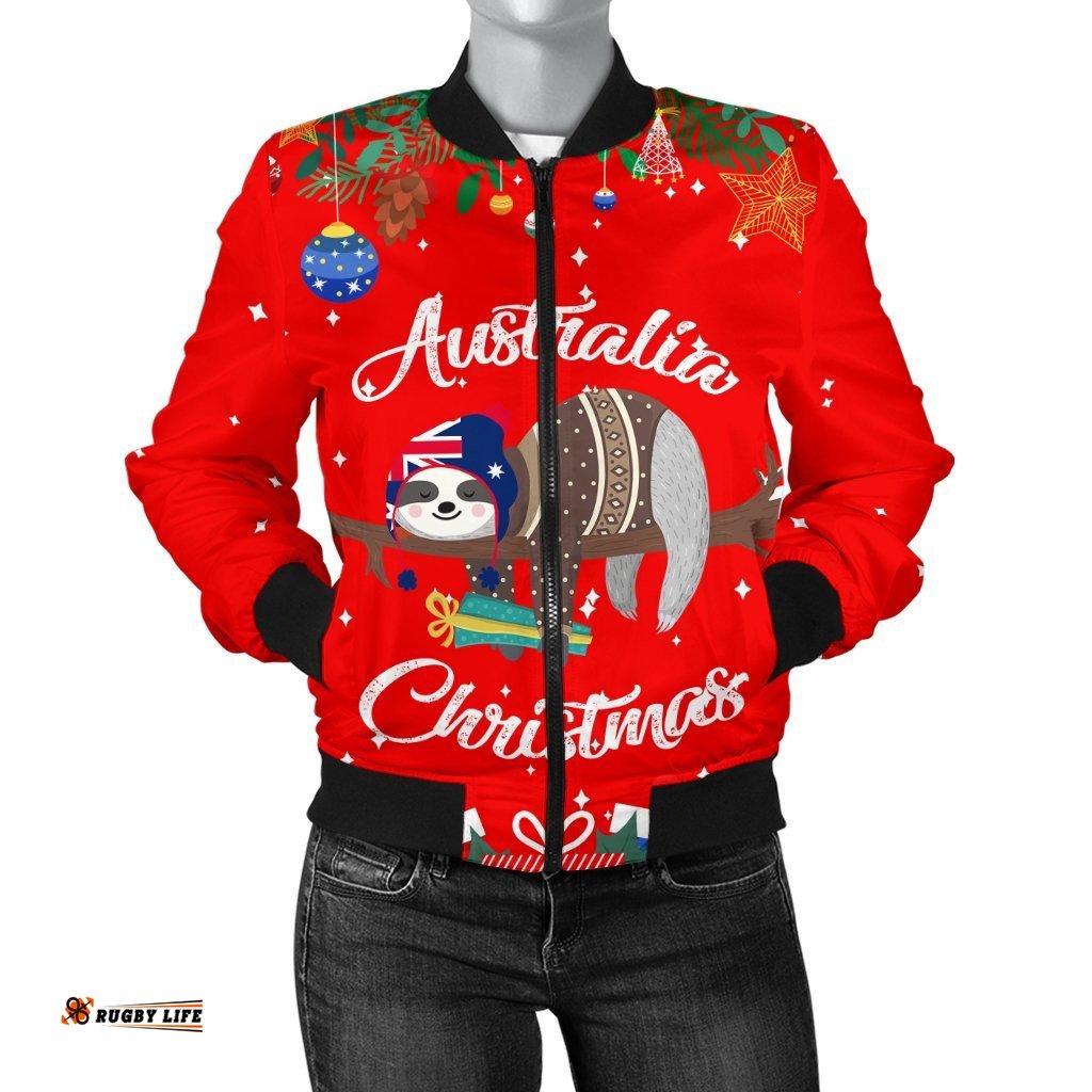 Australia Christmas Women's Bomber Jacket Red - Merry Christmas