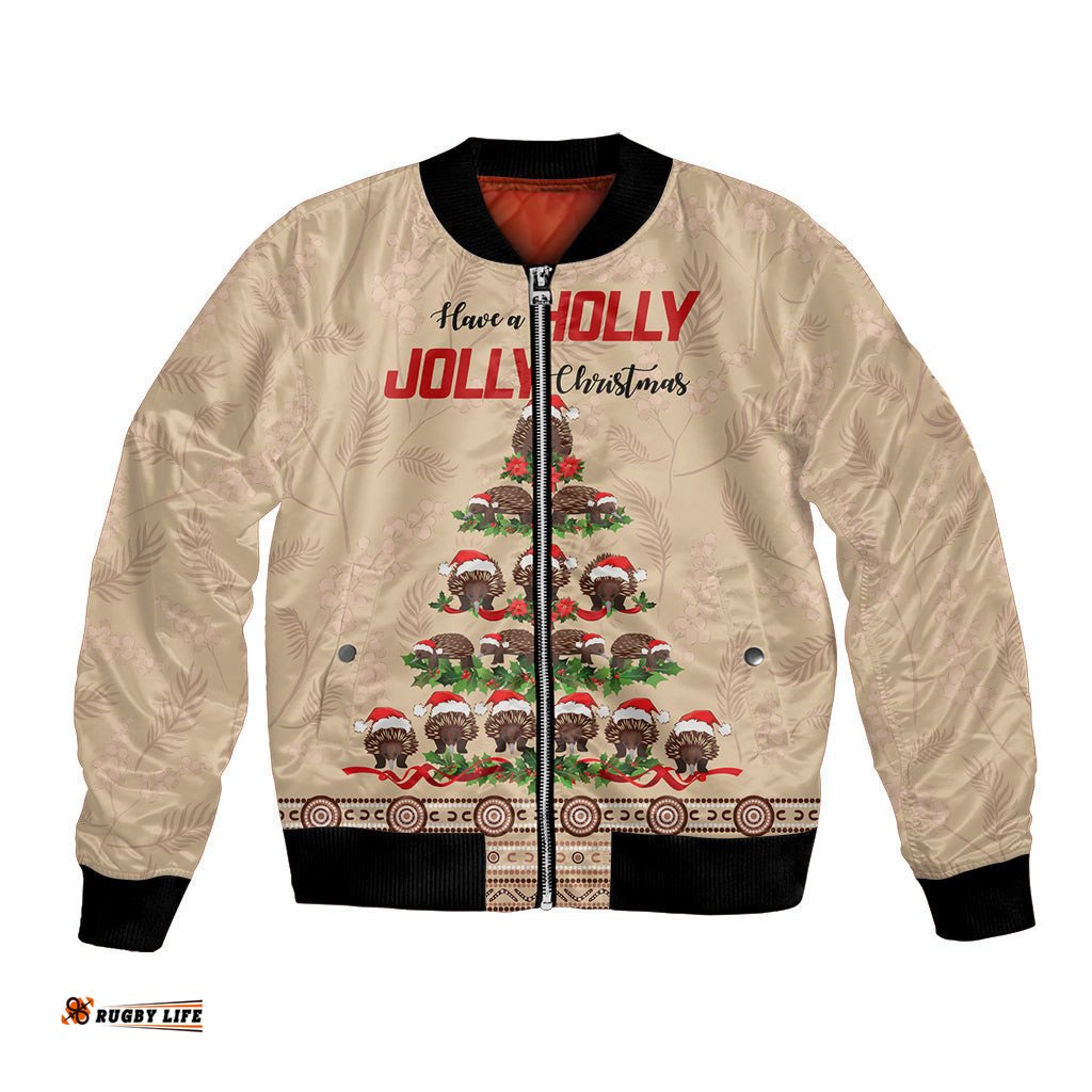 Holiday Lighting Santa Echidna Christmas Tree Bomber Jacket