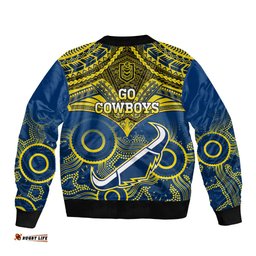 Cowboys Rugby Bomber Jacket Aboriginal Mix Polynesian Pattern
