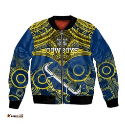 Cowboys Rugby Bomber Jacket Aboriginal Mix Polynesian Pattern