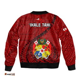 Tonga Rugby Bomber Jacket Tongan Ngatu Pattern Black Version
