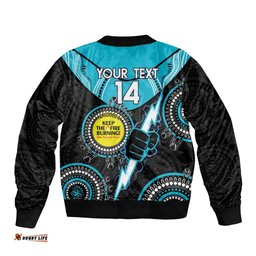 Custom AFL Power NAIDOC Week Bomber Jacket Keep The Fire Burning Indigenous Art