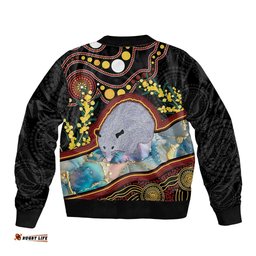 Australia Possum Bomber Jacket Aboriginal Art Mix Aussie Opal