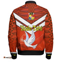 Tonga Bomber Jacket Tonga Tradition Patterns With Rugby Ball