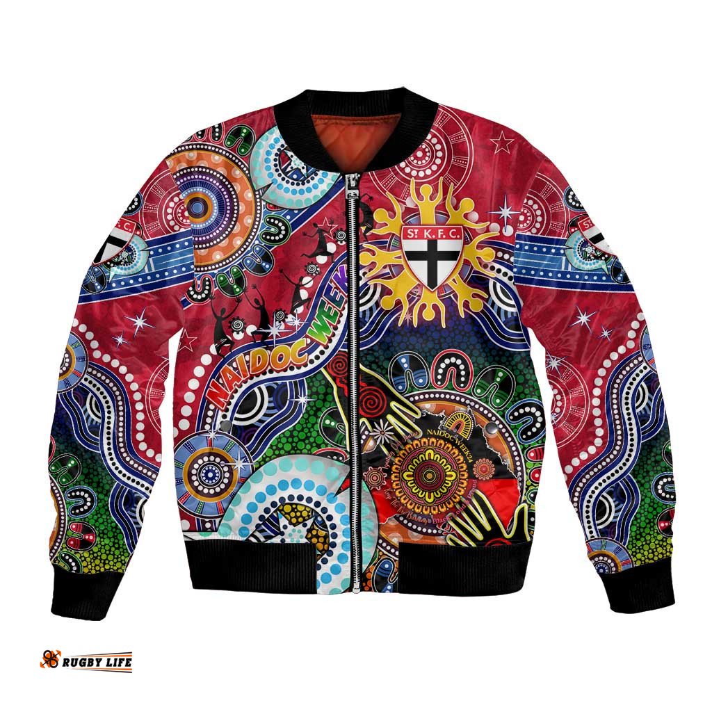 Custom NAIDOC Week 2024 St Kilda Saints Bomber Jacket Australia Aboriginal Dot Painting