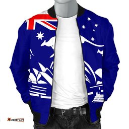 Bomber Jacket - Sydney Opera Jacket Kangaroo Aus Flag - Men