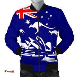 Bomber Jacket - Sydney Opera Jacket Kangaroo Aus Flag - Men