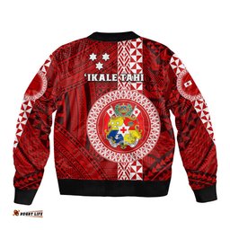 Tonga Rugby Bomber Jacket World Cup 2023 Coat Of Arms Ngatu Pattern