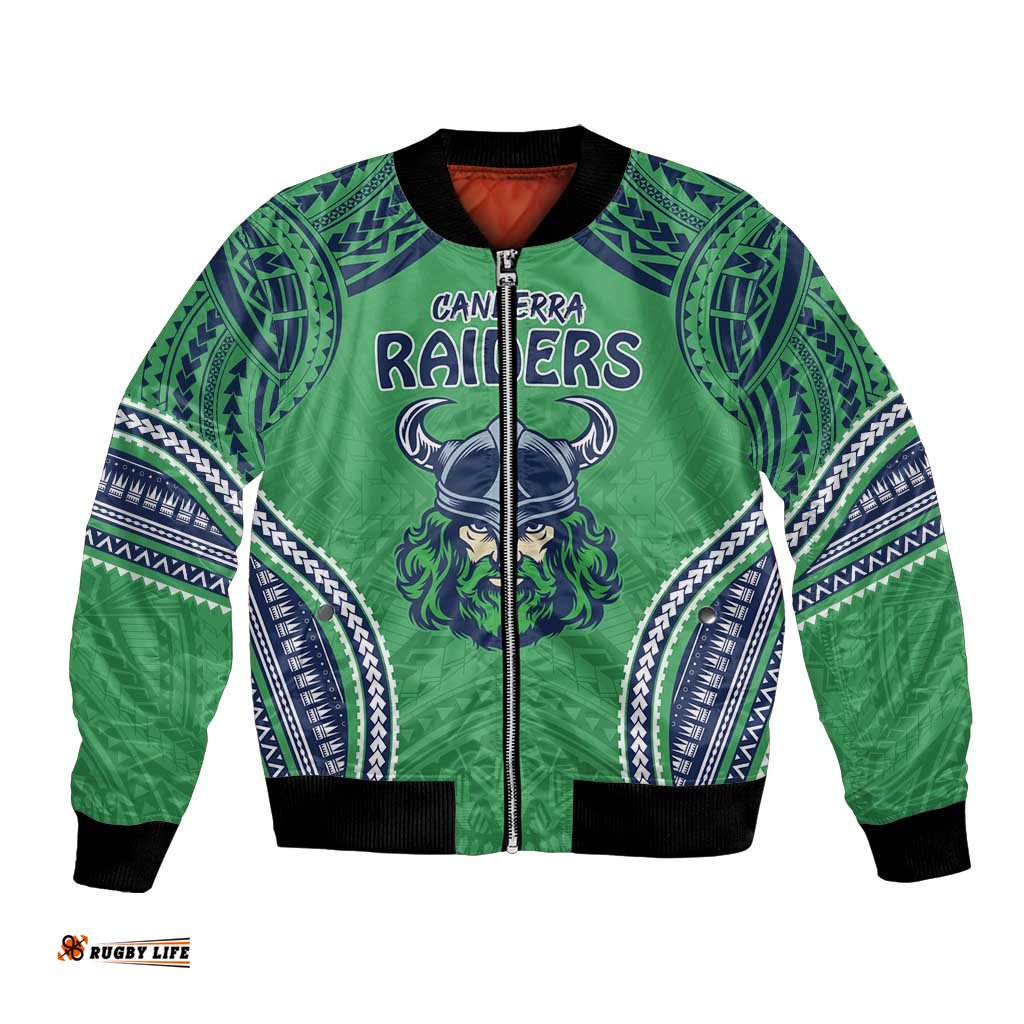 Raiders Rugby Custom Bomber Jacket With Polynesian Style
