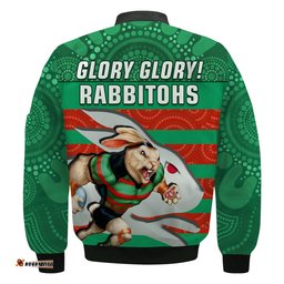 Rabbitohs Rugby Bomber Jacket Aboriginal Dot Painting Glory Glory Sporty Style