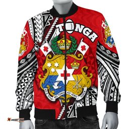 Custom Personalised Tonga Rugby Men Bomber Jacket Polynesian Style Pinwheel - Custom Text and Number